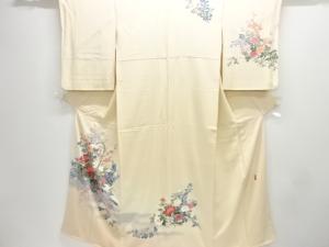 作家物　手描き友禅花籠模様織出し訪問着